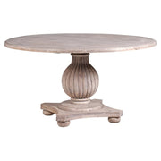 Natúrszínű, tömör akácfából készült, kerek formájú, exkluzív kézműves étkezőasztal.