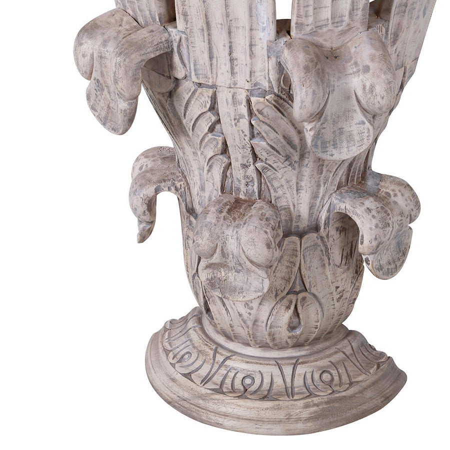 Tömör mangófából készült, akantuszleveles exkluzív kézműves konzolasztal.