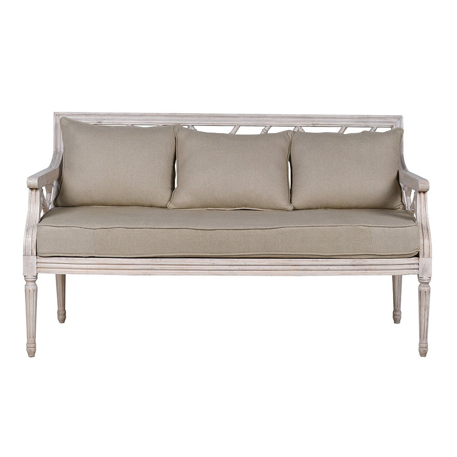 Tömör akácfából faragott, exkluzív, kézműves kanapé.