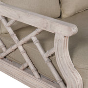 Tömör akácfából faragott, exkluzív, kézműves kanapé.