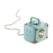 Vintage azúrkék színű ipari asztali lámpa.