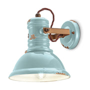 Vintage azúrkék színű ipari falilámpa.