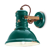 Vintage olajkék színű ipari falilámpa.