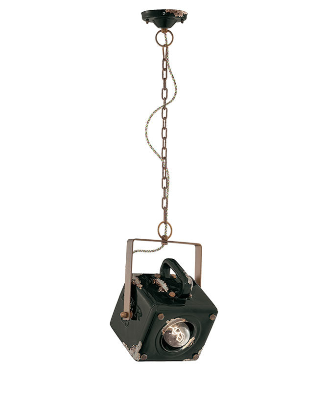 Vintage fekete színű , ipari stílusú kerámia függeszték lámpa.