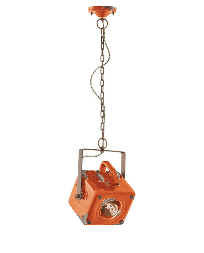 Vintage narancs színű , ipari stílusú kerámia függeszték lámpa.