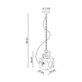 Ipari stílusú függeszték lámpa technikai rajza.
