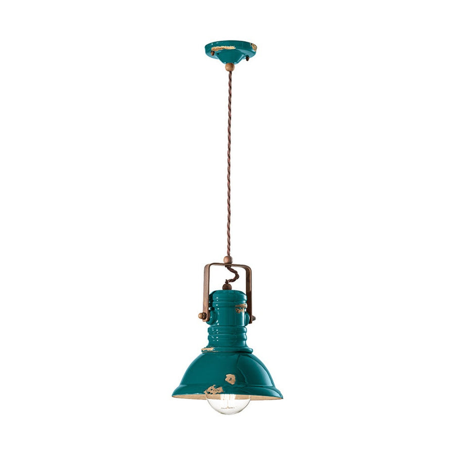 Vintage Olajkék színű ipari lámpa.