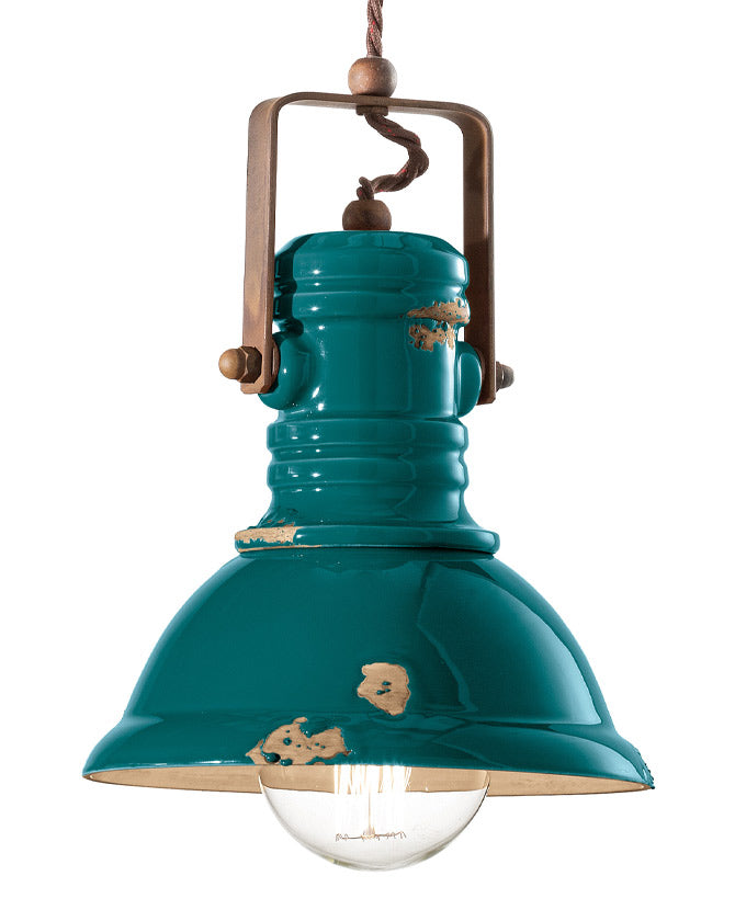 Vintage olajkék színű ipari lámpa.