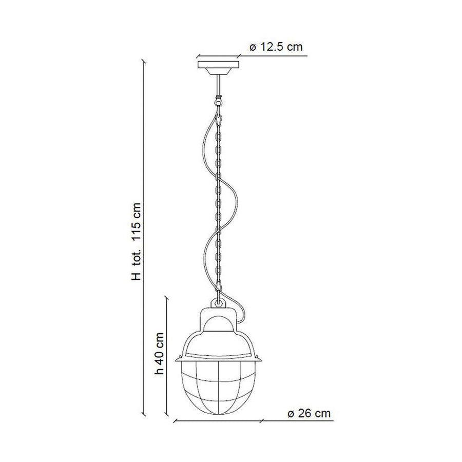 Ipari stílusú lámpa technikai rajza.