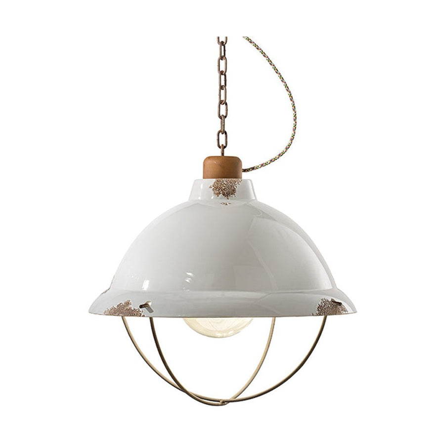 Vintage fehér színű ipari stílusú függeszték lámpa.