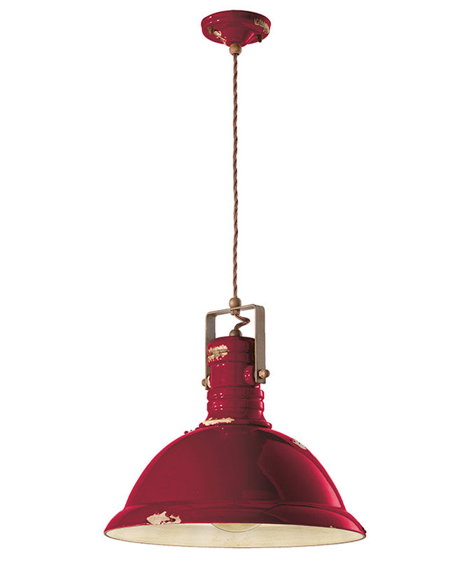 Vintage bordó színű ipari lámpa.