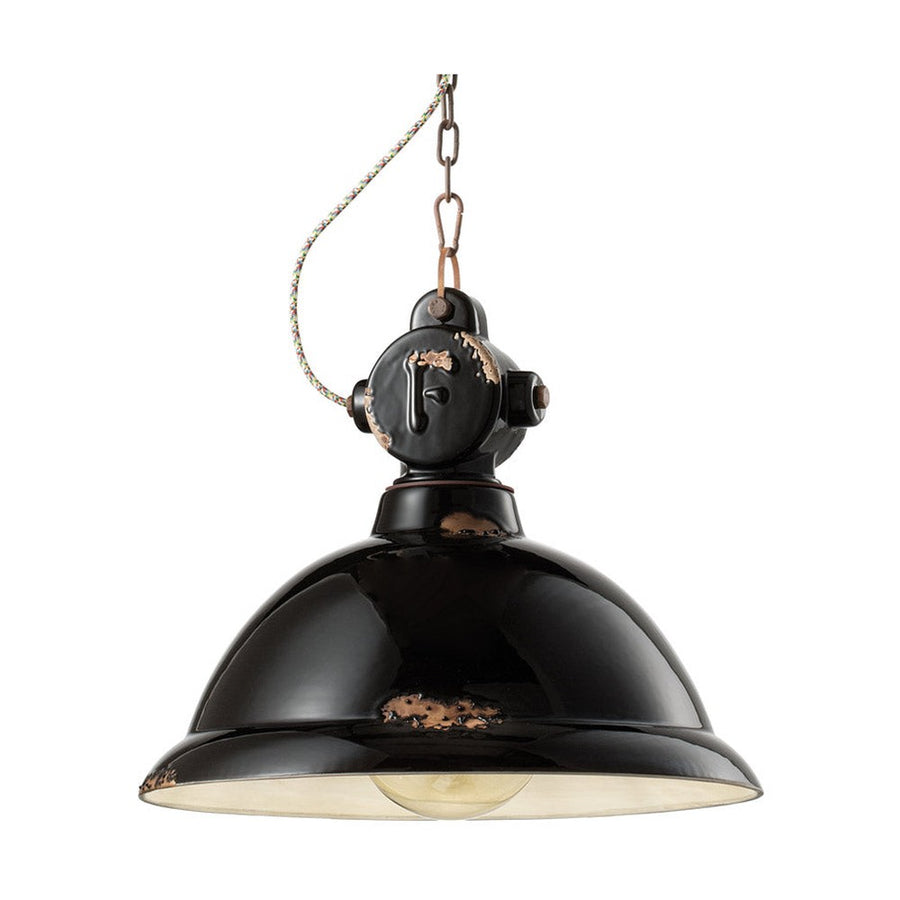 Vintage fekete színű, ipari függeszték lámpa.