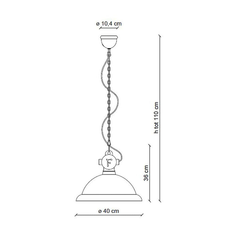 Ipari stílusú lámpa technikai rajza.