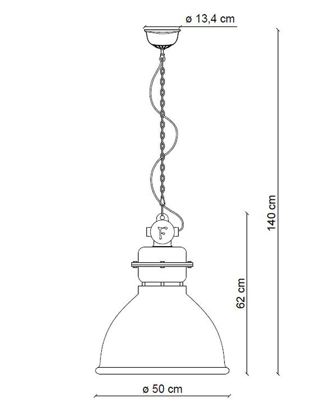 Ipari stílusú lámpa technikai rajza.