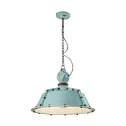 Azúrkék színű ipari lámpa.