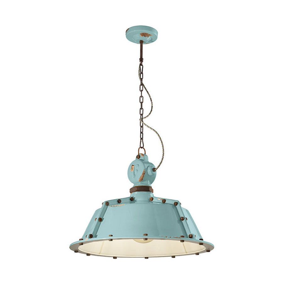 Azúrkék színű ipari lámpa.