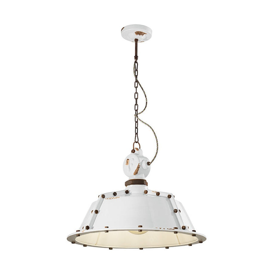 Vintage fehér színű ipari lámpa.