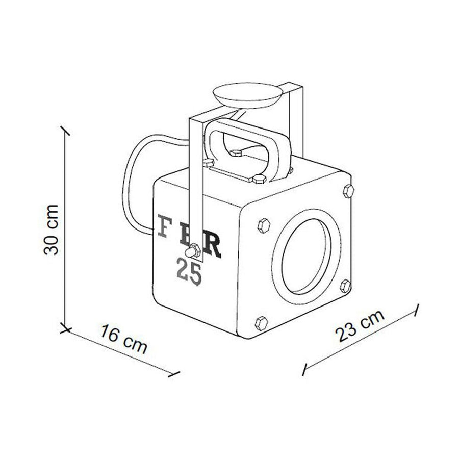 Ipari mennyezeti lámpa technikai rajza.