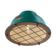 Vintage olajkék színű ipari stílusú kerámia mennyezeti lámpa.