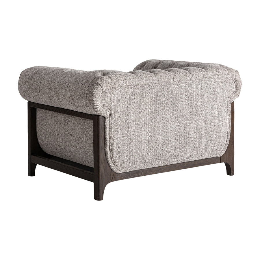 Ipswich fotel oldalsó részlet barna kőrisfa vázzal