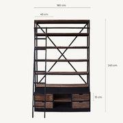 Ivalo könyvespolc méretezett nézet, 160x45x245 cm