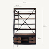 Ivalo könyvespolc méretezett nézet, 160x45x245 cm