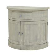 Tömör fenyőfából készült, mosott szürke színű, pácolt kisszekrény.