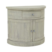 Tömör fenyőfából készült, mosott szürke színű, pácolt kisszekrény.