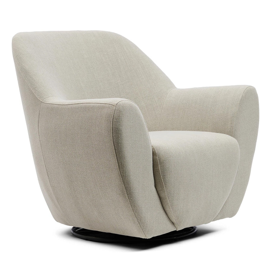 Forgatható fotel natúr lenszövettel és rejtett talapzattal