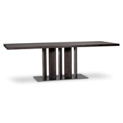 Mokkaszínű tölgyfurnérból készült, formatervezett design étkezőasztal..