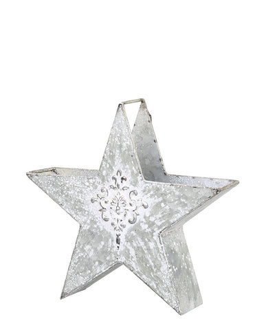 Csillag formájú, bádogból készült karácsonyi dekoráció.