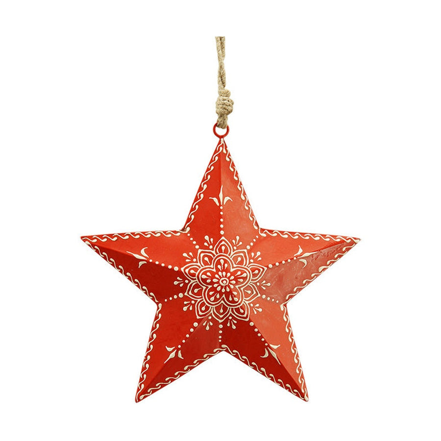 Piros színű karácsonyi fém dekor csillag.