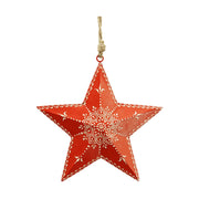 Piros színű karácsonyi fém dekor csillag.