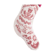 Krém és pink piros színárnyalatú, karácsonyi kandalló zokni.