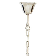 Térbeli akril csövekből kialakított, krómozott kapcsoló- és díszítőelemekkel kialakított, elegáns gömb függeszték lámpa, klasszikus csillár betéttel.