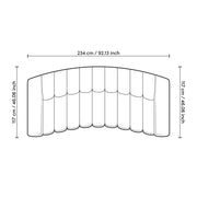 Fekete színű buklé szövettel kárpitozott dizájn kanapé.