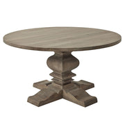 Keményfából készült, kerek formájú, tömörfa étkezőasztal.