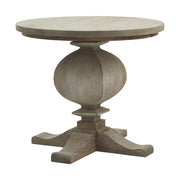 keményfából készült, kerek formájú, tömörfa lerakóasztal