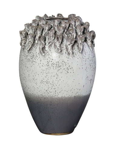 Dekoratív, szürke színű kerámia váza..
