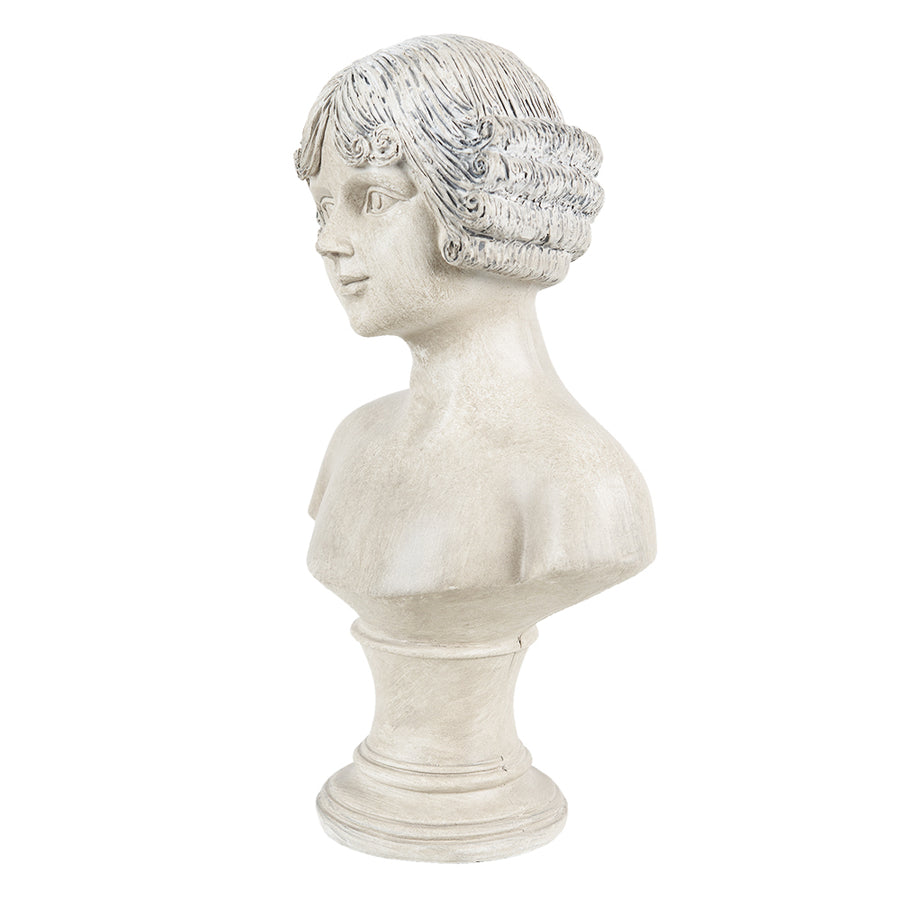 Antik krém színű, dekor kislány büszt.