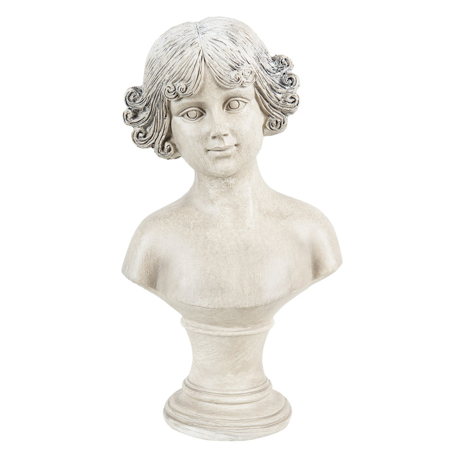 Antik krém színű, dekor kislány büszt.