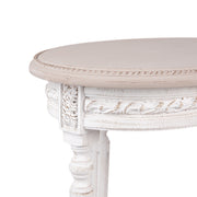 antikolt, patinás felületű, fehér színű, fa konzolasztal