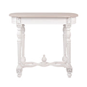 Antikolt, patinás felületű, fehér színű, fa konzolasztal.