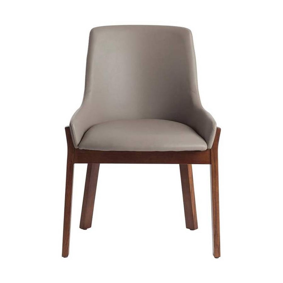 Bézs színű műbőrrel kárpitozott, kőrisfából készült, formatervezett dizájn étkezőszék.