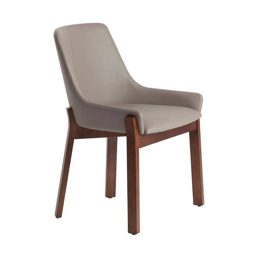 Bézs színű műbőrrel kárpitozott, kőrisfából készült, formatervezett dizájn étkezőszék.