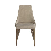 Bézs színű szövettel kárpitozott, kőrisfából készült, formatervezett dizájn étkezőszék.