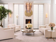 Krémszínű buklé szövettel kárpitozott óriás dizájn kanapé.