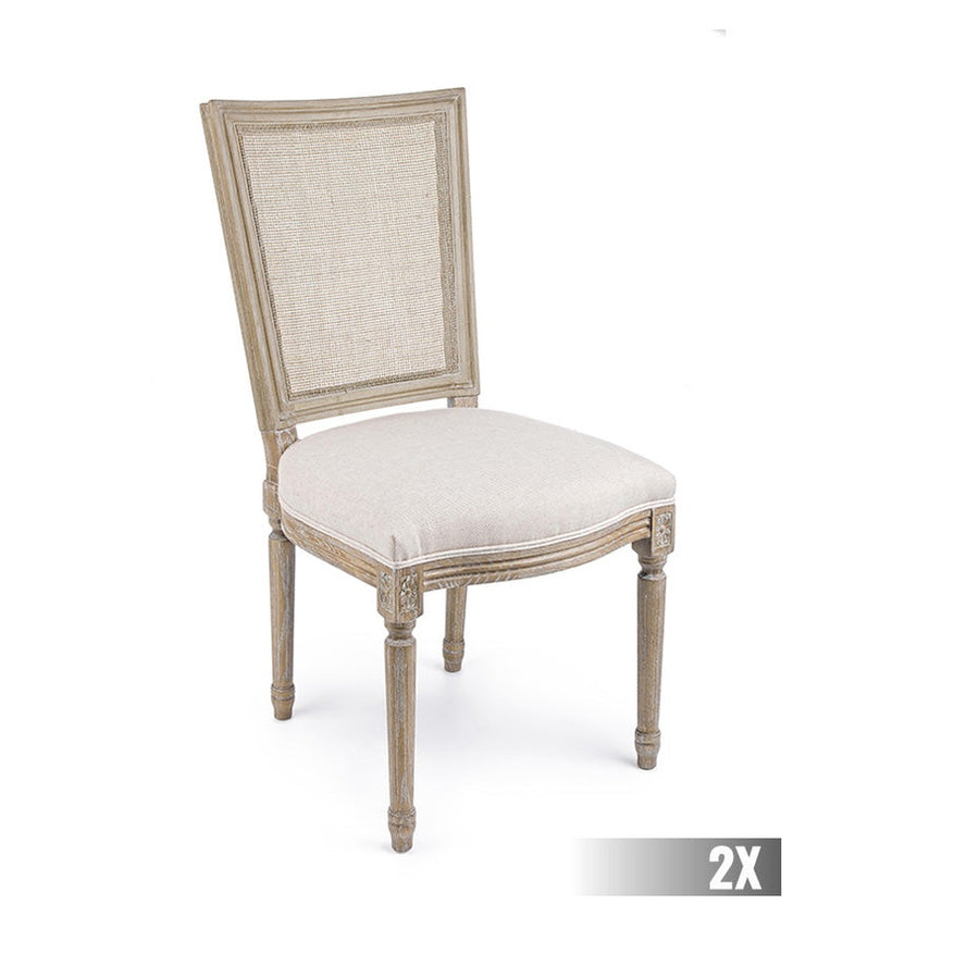 Bézs színű pamutvászonnal kárpitozott ülőfelülettel és szalma betétes háttámlával kialakított étkezőszék.