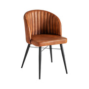 Luard konyakbarna bőr design szék előlnézetből, fekete fém lábakkal.