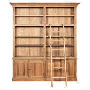 Amerikai tölgyfából készült, létrával kialakított, kétosztatú nagy könyvszekrény.